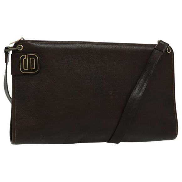 DIOR Shoulder Bag Leather Gold Brown - Picture 1 of 16